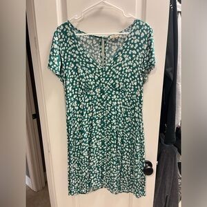 Green and white flower Dress